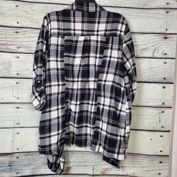 EST. 1946 Women’s Plaid Waterfall Open Front Cardigan Black White Plus Size 18/2 - Picture 5 of 10